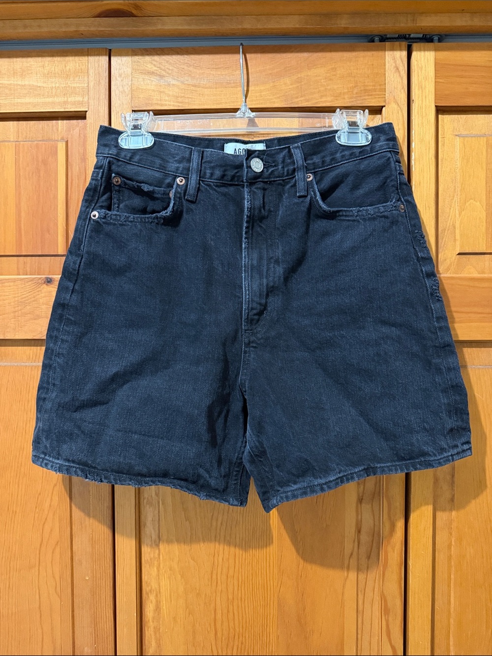 Agolde Stella Black Denim Shorts - Picture 4 of 7